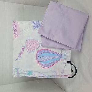Pottery Barn Lavender Hot Air Balloons Full Flat Sheet 2 Standard Pillowcases